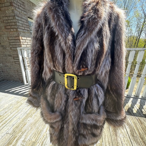 Stylish Elegant C R Cook Raccoon Fur Jacket Coat bolero Stroller S-M
